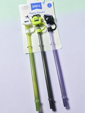 5for$10 Spritz Halloween 3 Pack of Plastic Straws with Covers